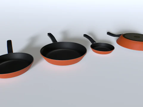Frying pans set 2 3D Model