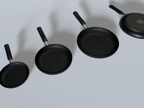 Zestaw patelni 3 Model 3D