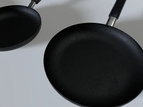 Frying pans set 3 3D Model