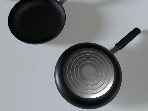 Frying pans set 3 3D Model