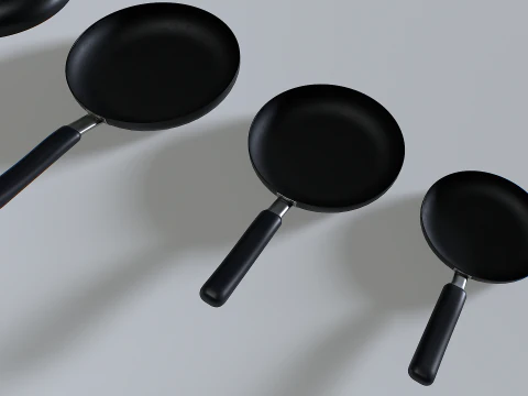 Frying pans set 3 3D Model