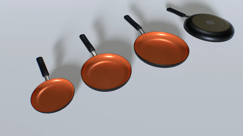 Frying pans set 4 3D Model .c4d .max .obj .3ds .fbx .stl .blend 