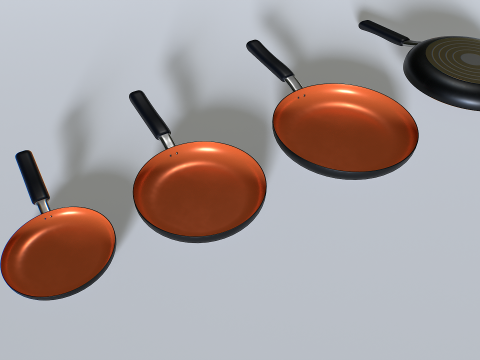 Frying pans set 4 3D 모델