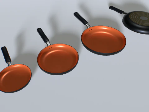 Frying pans set 4 3D Model