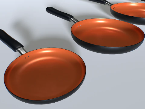 Frying pans set 4 3D Model