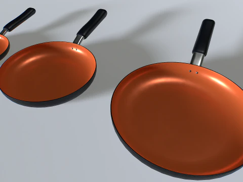 Frying pans set 4 3D Model