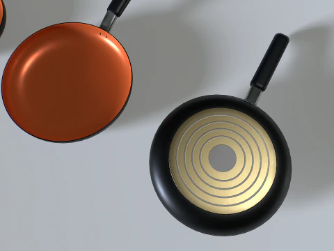 Frying pans set 4 3D Model