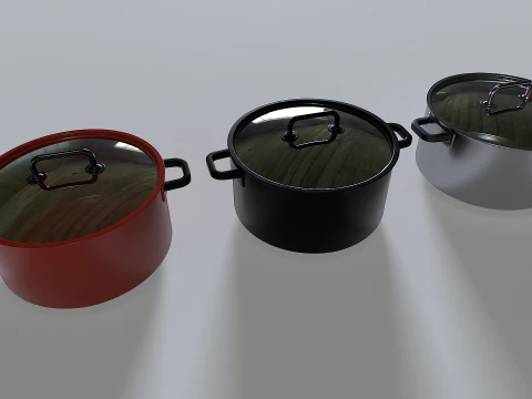Cooking pot set 1 3D Model