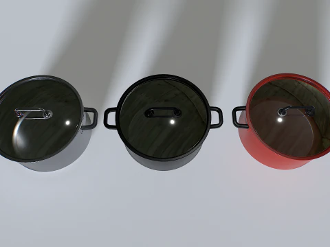 Cooking pot set 1 3D Model