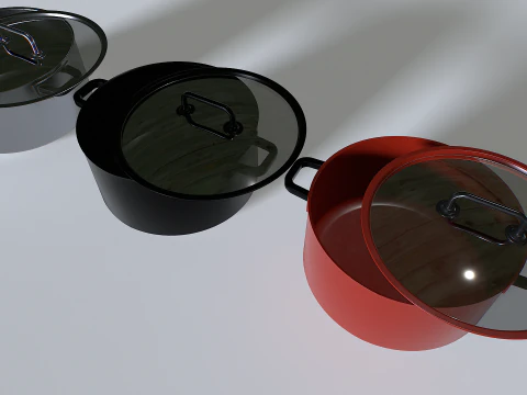 Cooking pot set 1 3D Model