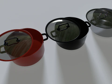 Cooking pot set 1 3D Model