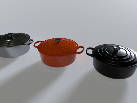 Cooking pot set 2 3D Model