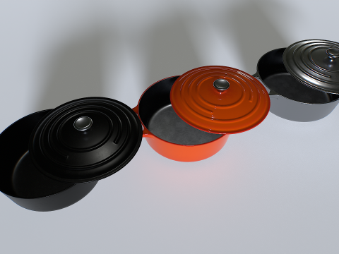 Cooking pot set 2 3D Model