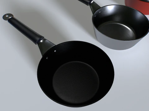 Cooking pot set 3 3D Model