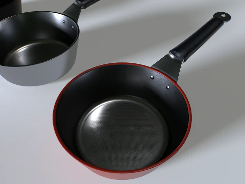 Cooking pot set 3 3D Model