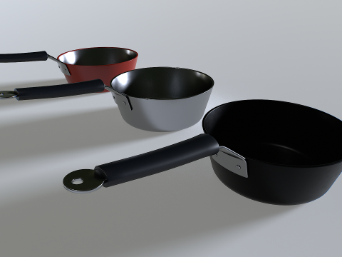 Cooking pot set 3 3D Модель