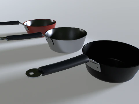 Cooking pot set 3 3D Model