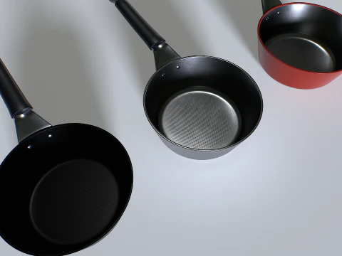 Cooking pot set 3 3D Model