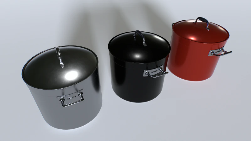 Cooking pot set 4 3D Model .c4d .max .obj .3ds .fbx .stl .blend 