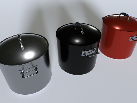 Cooking pot set 4 3D Model