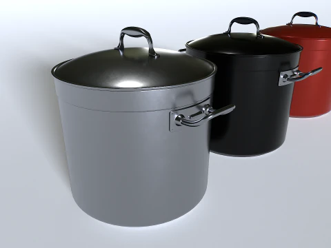 Cooking pot set 4 3D Model