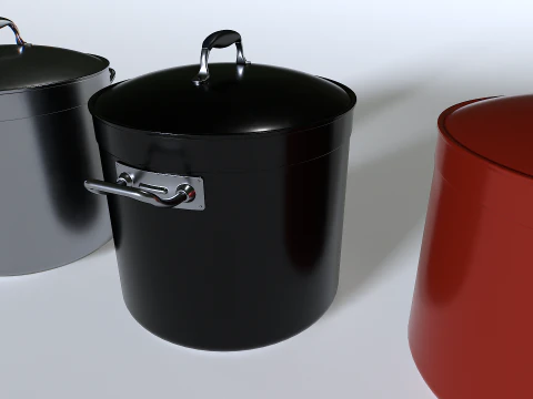 Cooking pot set 4 3D Model