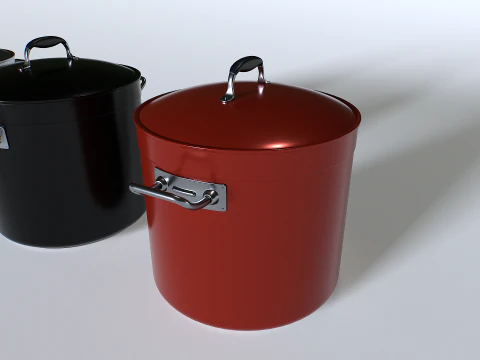 Cooking pot set 4 3D Model
