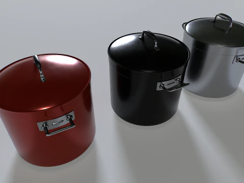 Cooking pot set 4 3D Model
