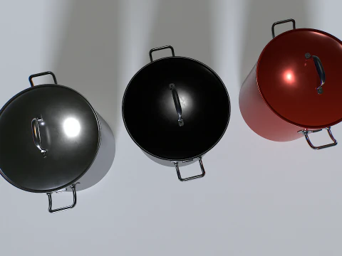 Cooking pot set 4 3D Model