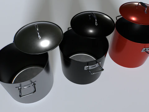 Cooking pot set 4 3D Model