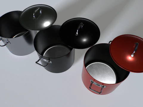 Cooking pot set 4 3D Model
