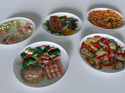 Food In a plate pack 2 3D Model