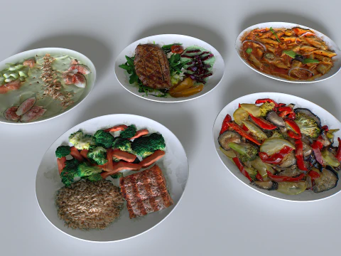 Jedzenie w opakowaniu na talerze 2 Model 3D