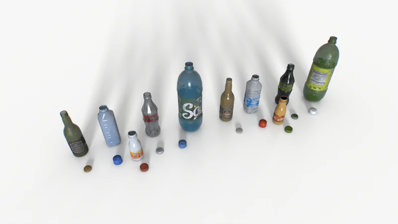 Plastic bottles trash junk 3D Model .c4d .max .obj .3ds .fbx .stl .blend