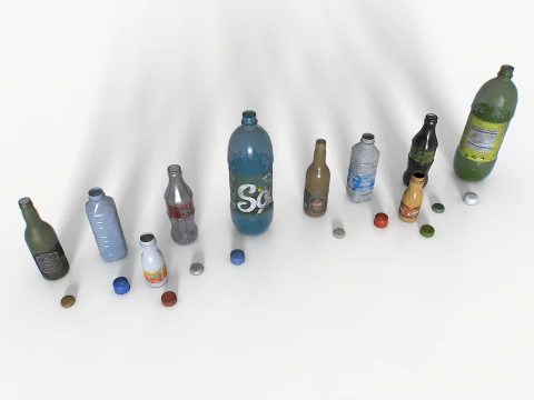 Plastikowe butelki do śmieci Model 3D
