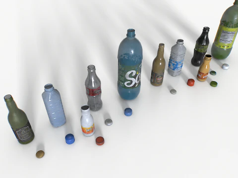 Plastic bottles trash junk 3D Model