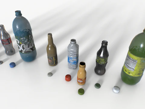 Plastic bottles trash junk 3D Model