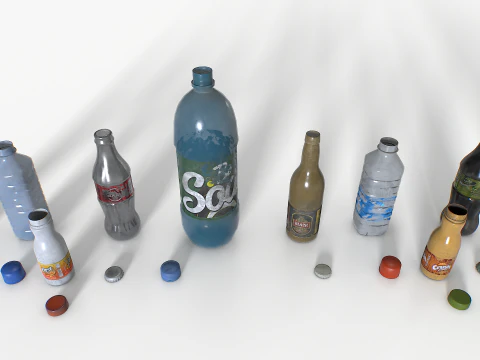 Plastic bottles trash junk 3D Model