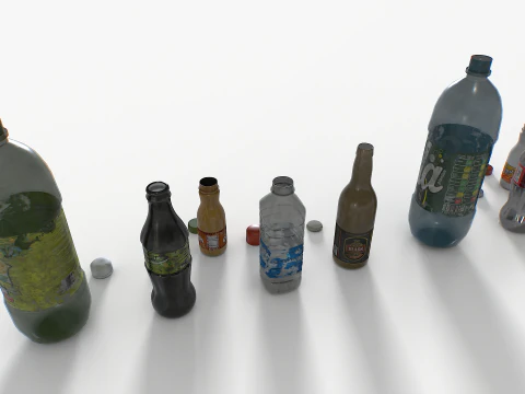 Plastic bottles trash junk 3D Model