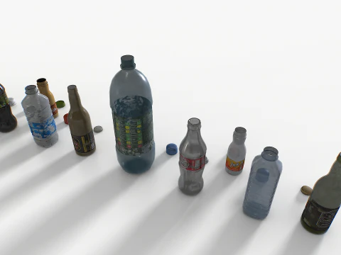 Plastic bottles trash junk 3D Model