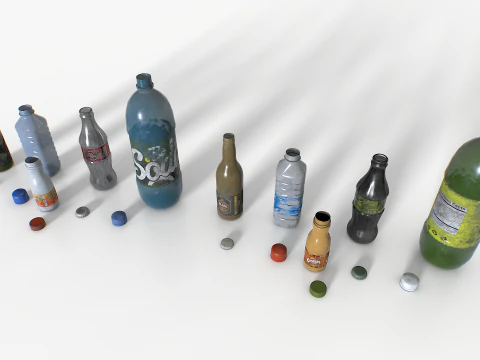 Plastic bottles trash junk 3D Model