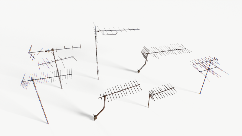 Rusty Old Tv antennas pack 2 3D Model .c4d .max .obj .3ds .fbx .stl .blend
