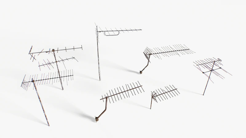 Rusty Old Tv antennas pack 2 3D Model .c4d .max .obj .3ds .fbx .stl .blend 