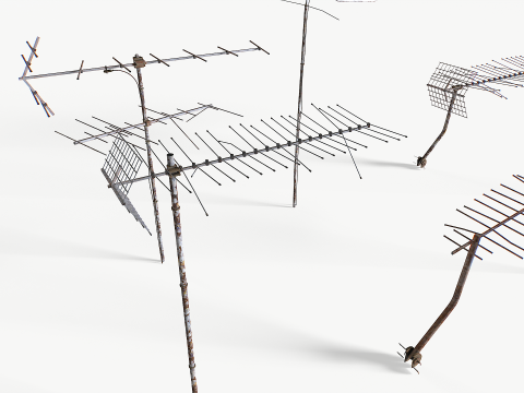 Rusty Old Tv antennas pack 2 3D Model