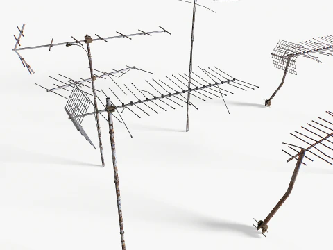 Rusty Old Tv antennas pack 2 3D Model