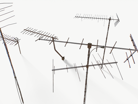 Rusty Old Tv antennas pack 2 3D Model