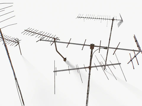 Rusty Old Tv antennas pack 2 3D Model