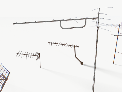 Rusty Old Tv antennas pack 2 3D Model