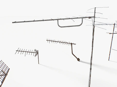 Rusty Old Tv antennas pack 2 3D Model