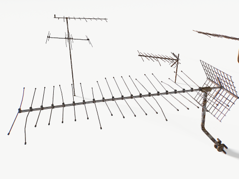 Rusty Old Tv antennas pack 2 3D Model